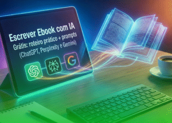 Escrever Ebook com IA Grátis roteiro prático + prompts (ChatGPT, Perplexity e Gemini)