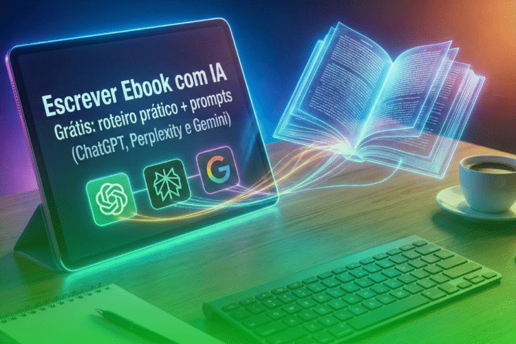 Escrever Ebook com IA Grátis roteiro prático + prompts (ChatGPT, Perplexity e Gemini)